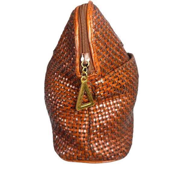 Americana by Sharif Vintage Brown Leather Woven Satchel Purse Handbag - Picture 6 of 7